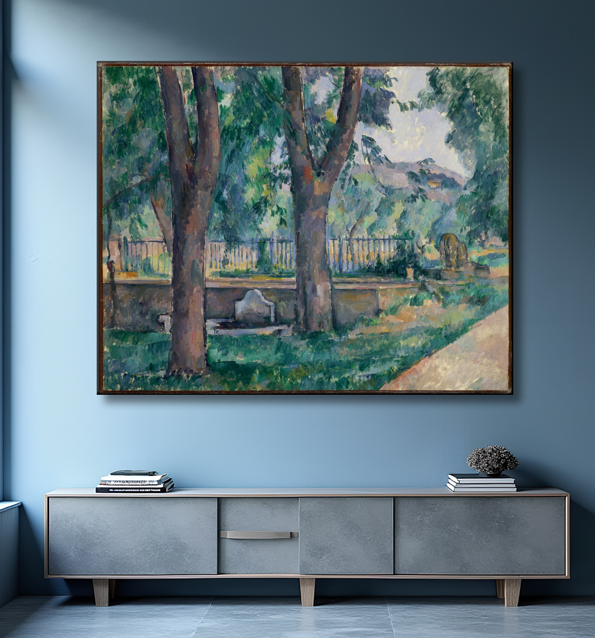 Reproduction La piscine du Jas de Bouffan de Paul Cézanne avec decor