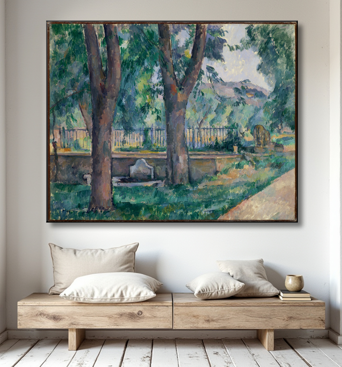 Reproduction La piscine du Jas de Bouffan de Paul Cézanne avec decor