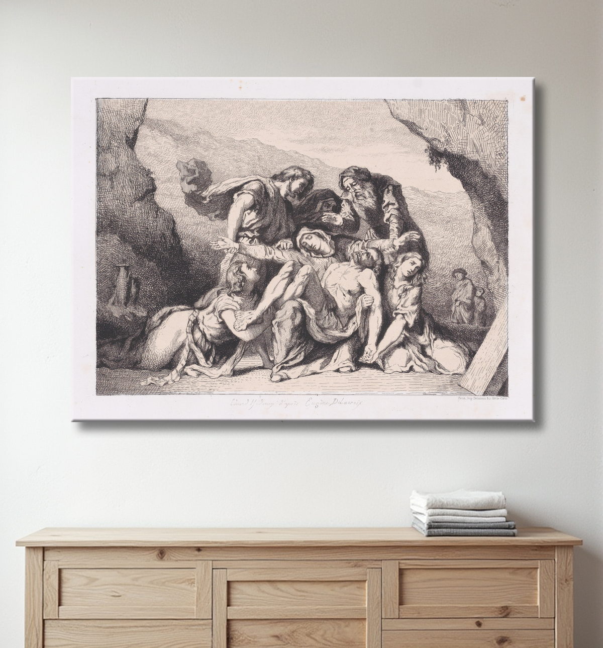 Reproduction La pitié de Eugène Delacroix avec decor