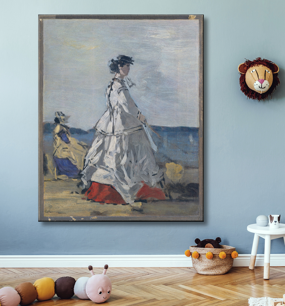 Reproduction La princesse Pauline Metternich (1836-1921) sur la plage de Eugène Boudin avec decor