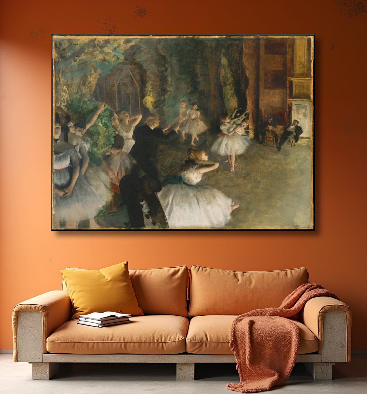 Reproduction La répétition du ballet sur scène de Edgar Degas avec decor