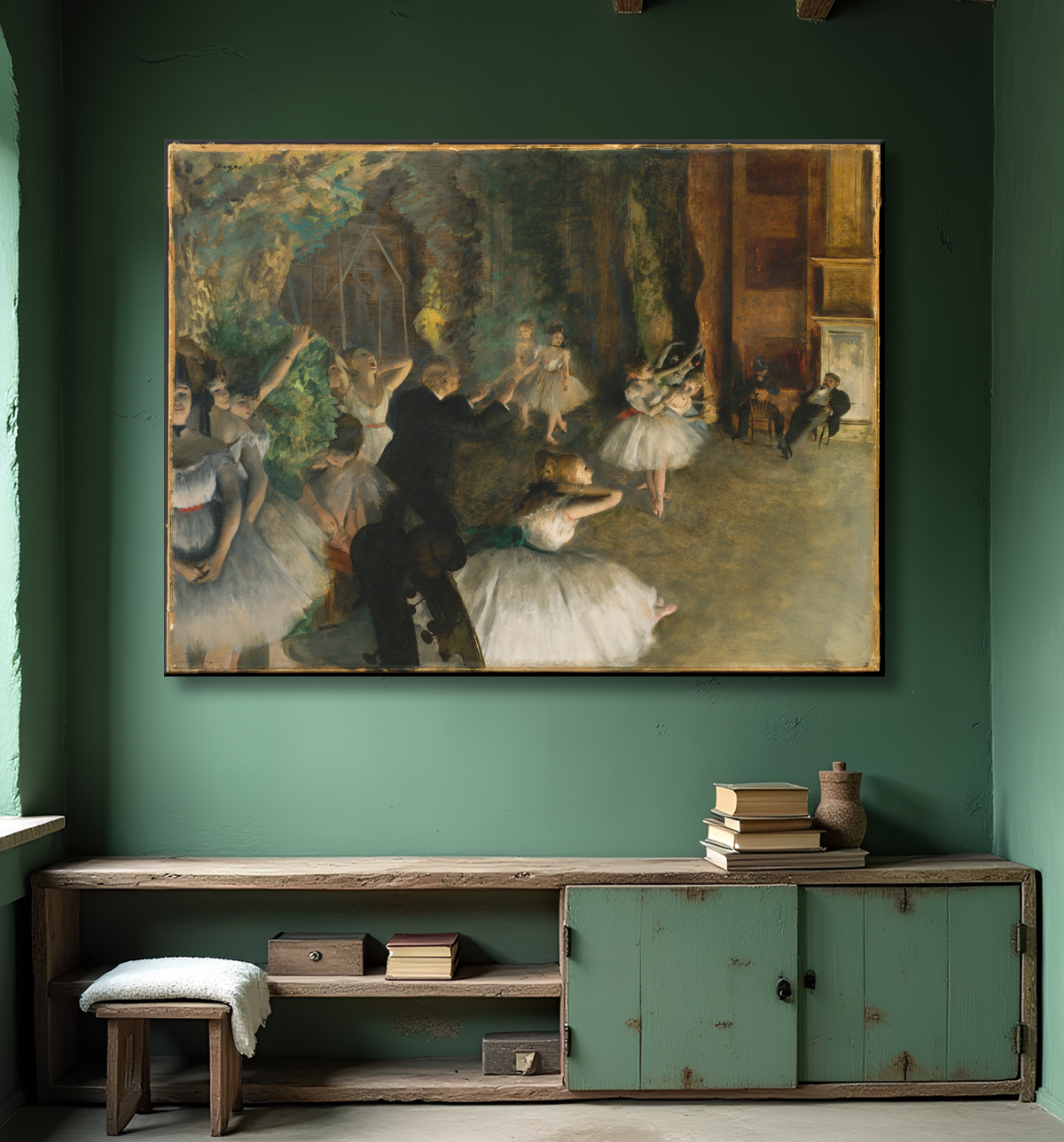 Reproduction La répétition du ballet sur scène de Edgar Degas avec decor