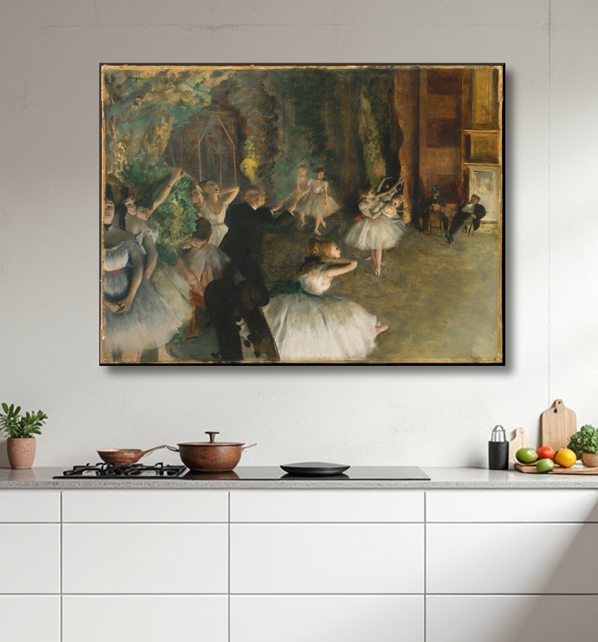 Reproduction La répétition du ballet sur scène de Edgar Degas avec decor