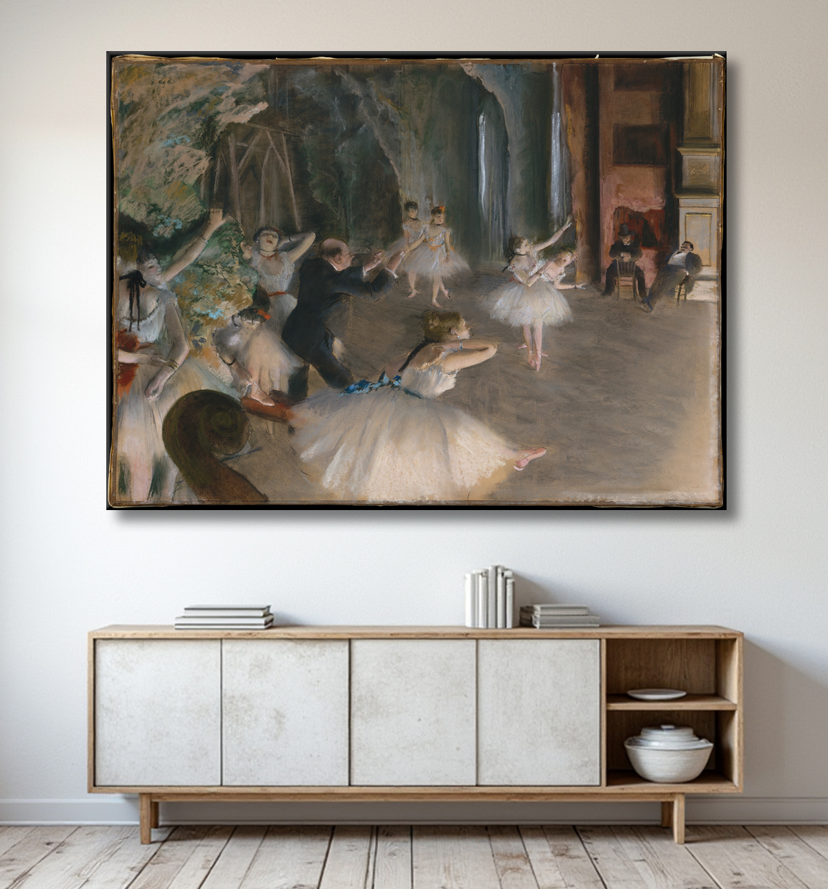 Reproduction La répétition sur scène de Edgar Degas avec decor