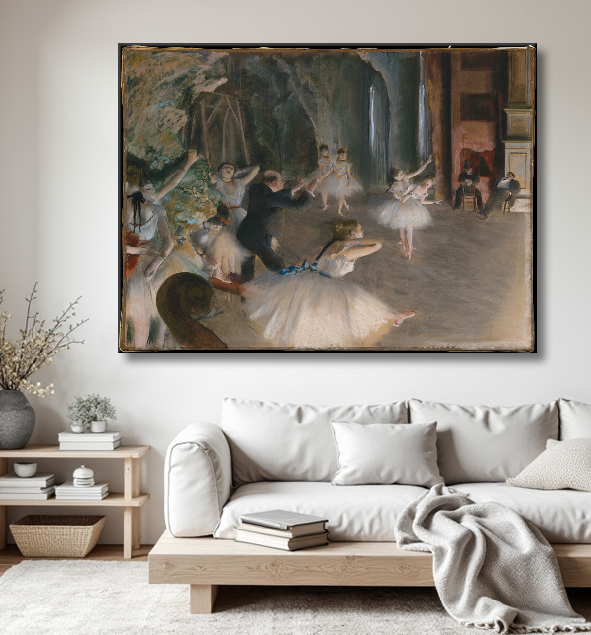 Reproduction La répétition sur scène de Edgar Degas avec decor
