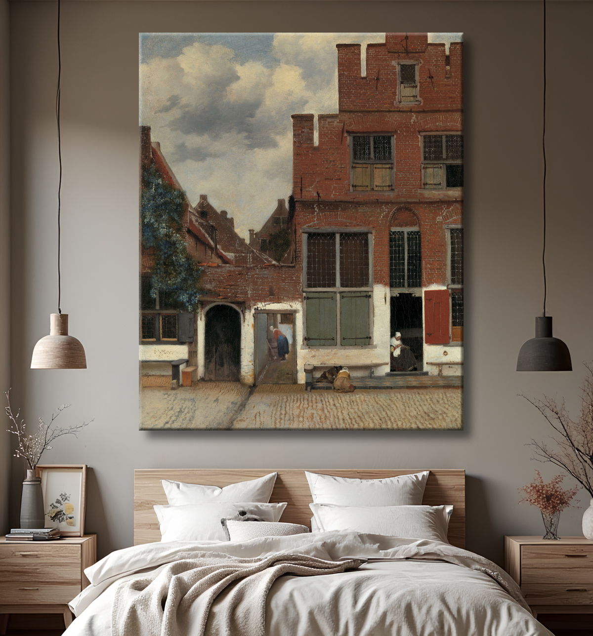Reproduction La Ruelle de Johannes Vermeer avec decor