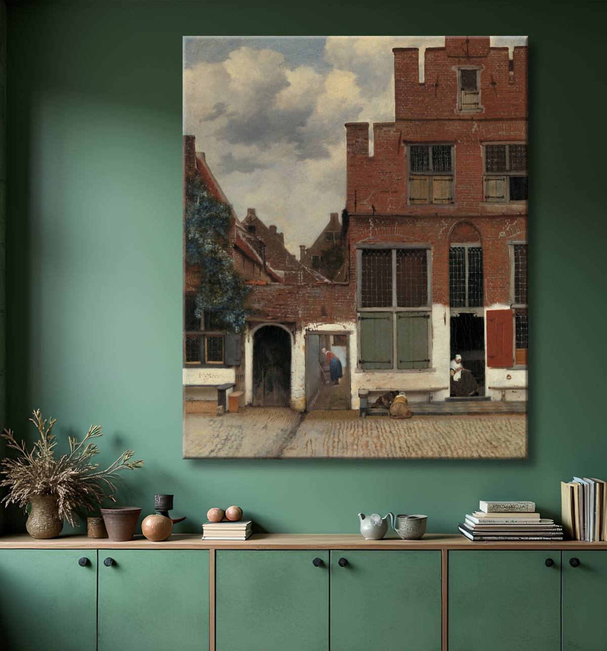 Reproduction La Ruelle de Johannes Vermeer avec decor
