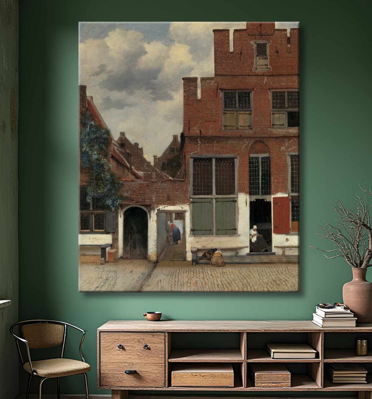 Reproduction La Ruelle de Johannes Vermeer avec decor