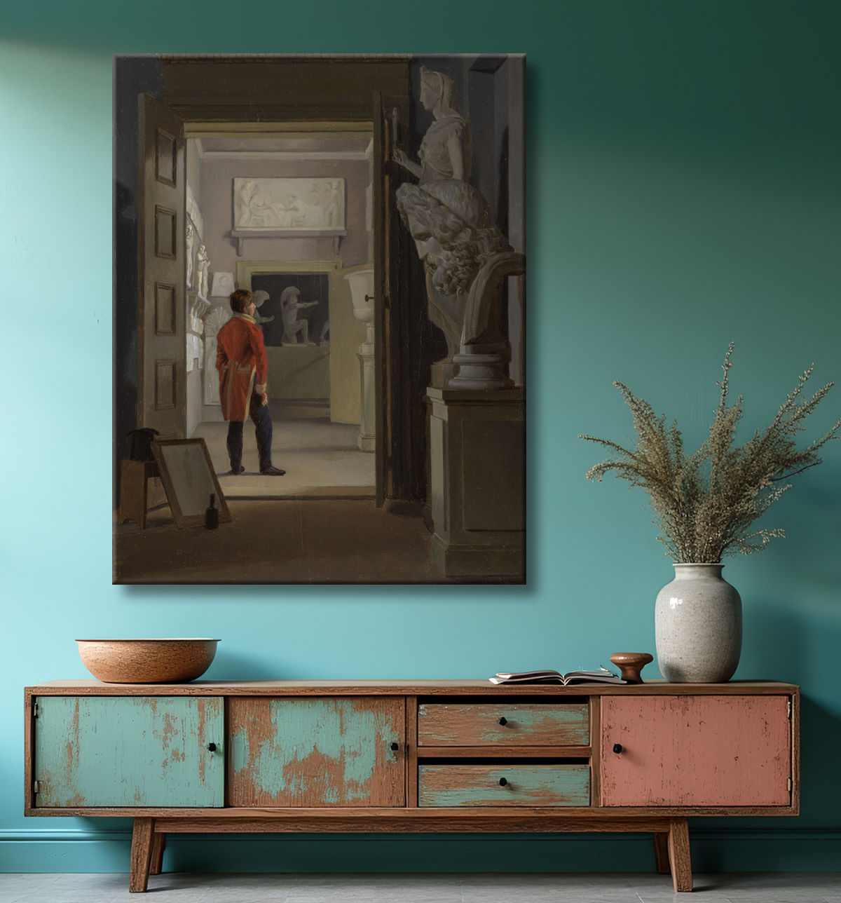 Reproduction La salle des antiquités du palais de Charlottenborg, Copenhague de Adam August Müller avec decor