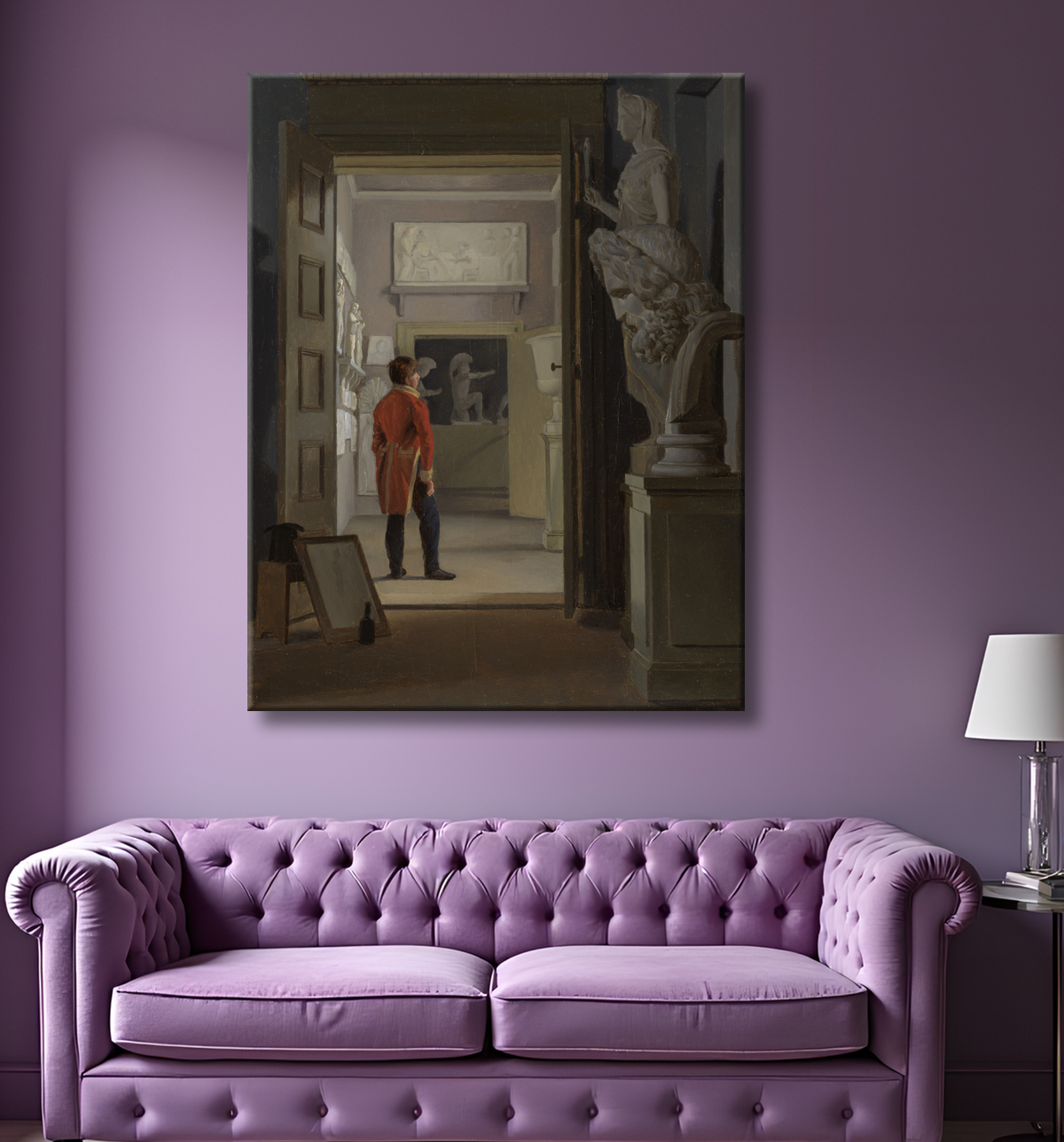 Reproduction La salle des antiquités du palais de Charlottenborg, Copenhague de Adam August Müller avec decor