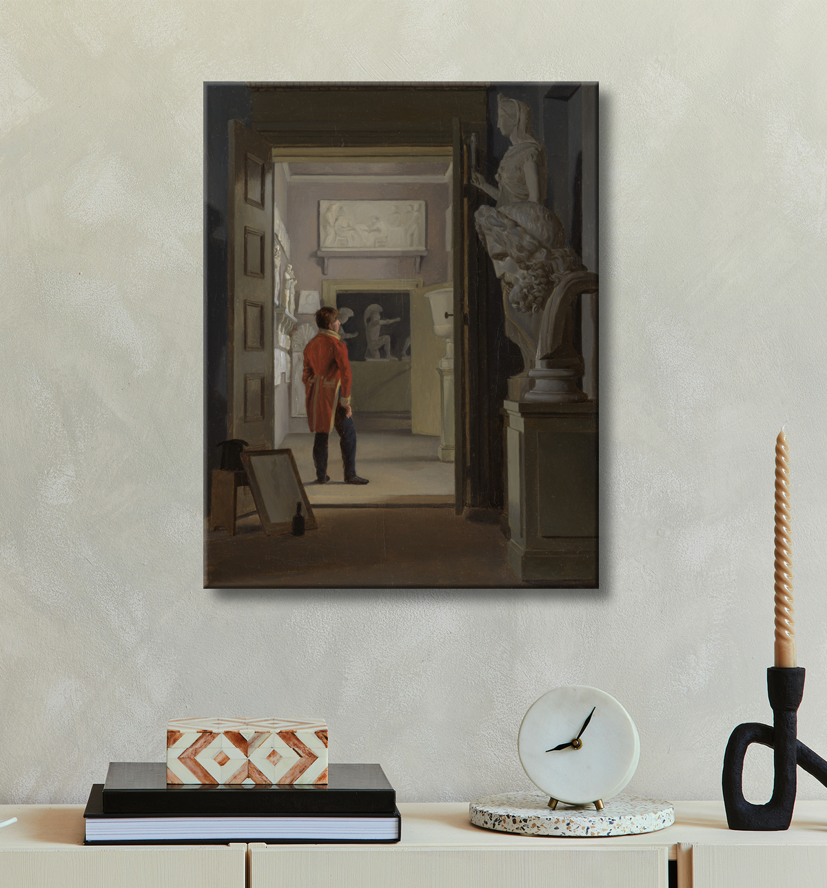 Reproduction La salle des antiquités du palais de Charlottenborg, Copenhague de Adam August Müller avec decor