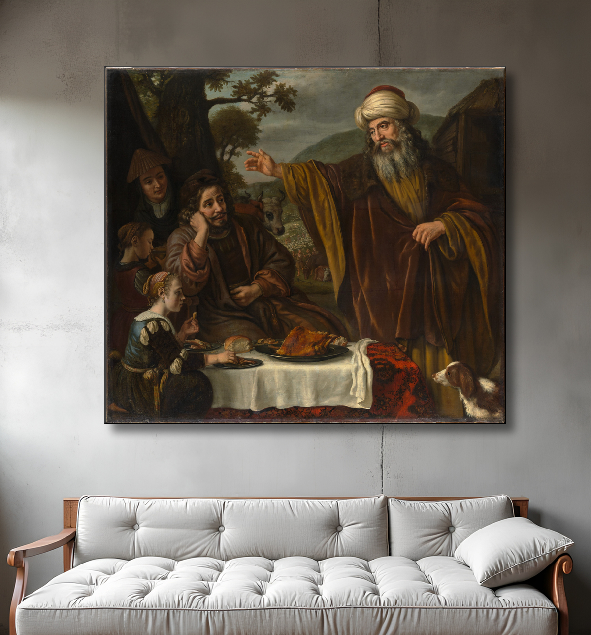 Reproduction La séparation d'Abraham de la famille de Lot de Jan Victors avec decor