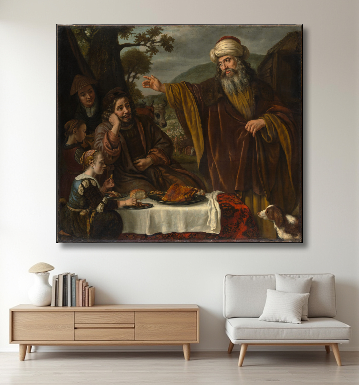Reproduction La séparation d'Abraham de la famille de Lot de Jan Victors avec decor