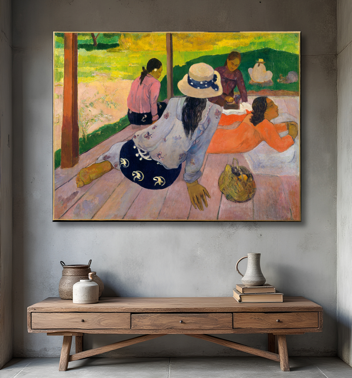 Reproduction La sieste de Paul Gauguin avec decor
