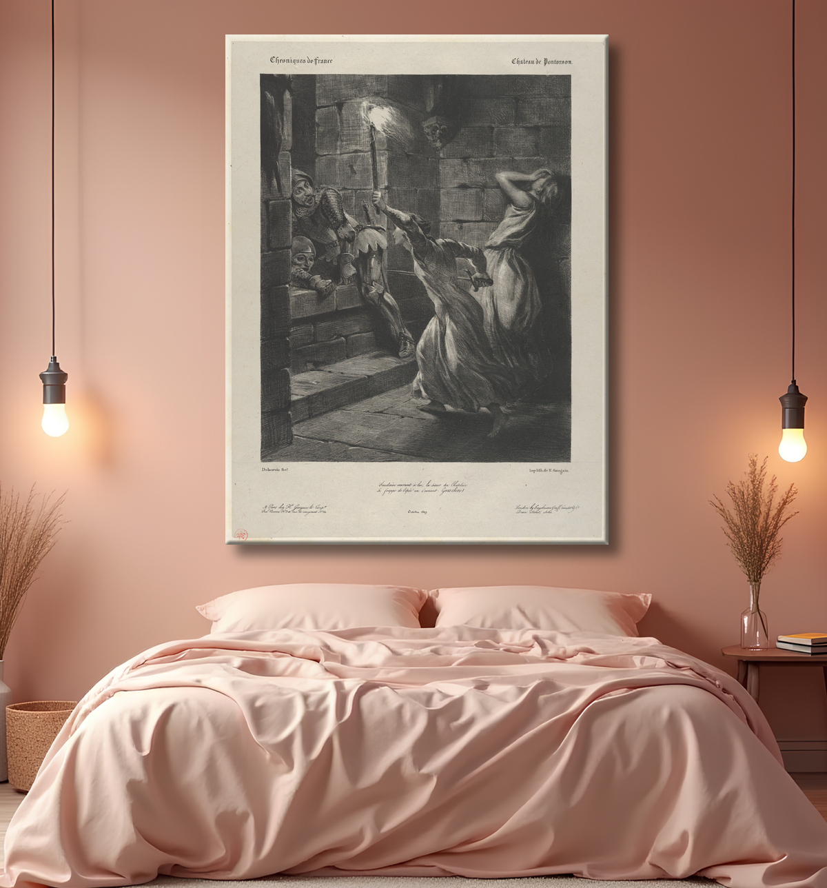 Reproduction La soeur de Duguesclin de Eugène Delacroix avec decor