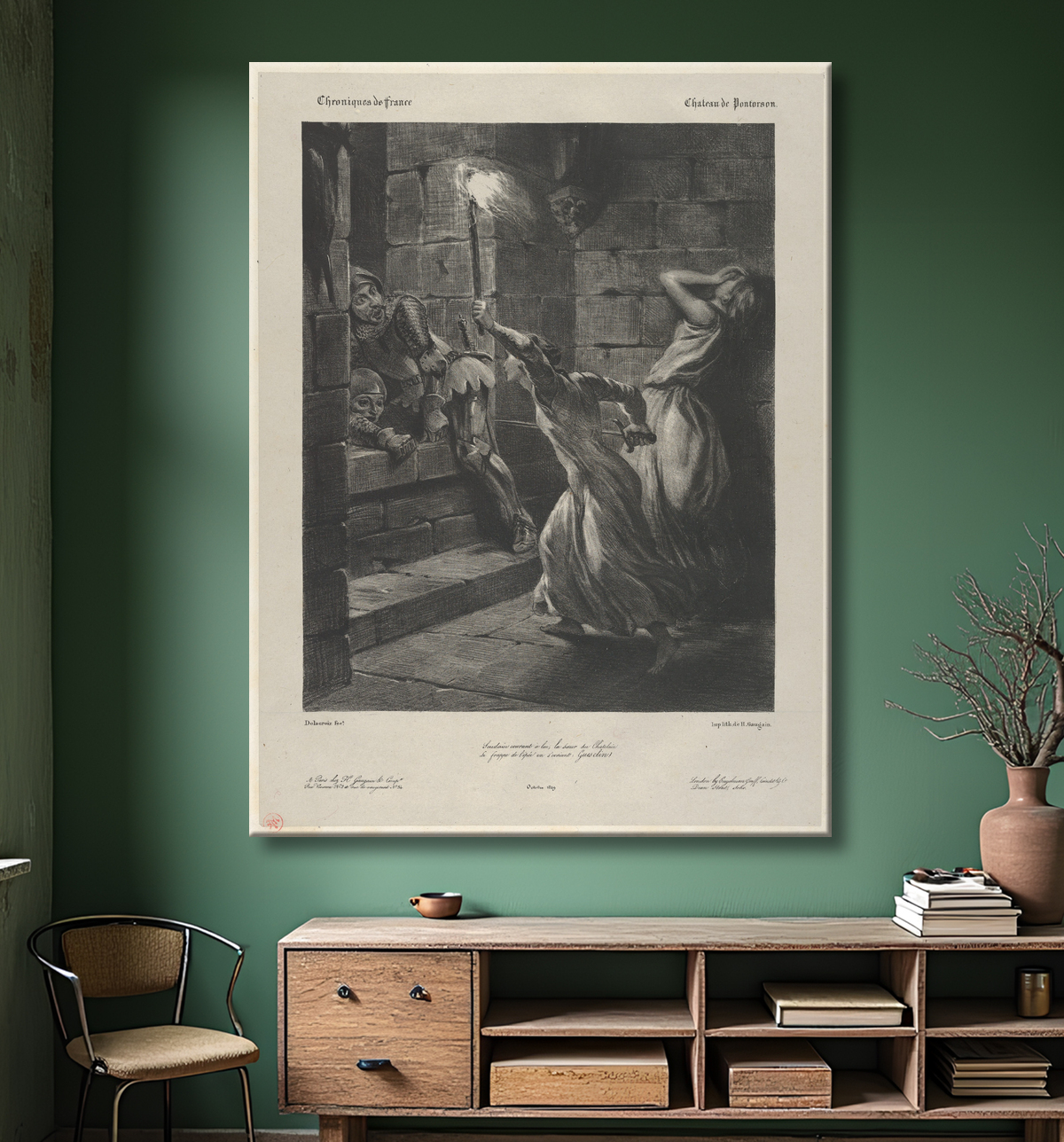 Reproduction La soeur de Duguesclin de Eugène Delacroix avec decor
