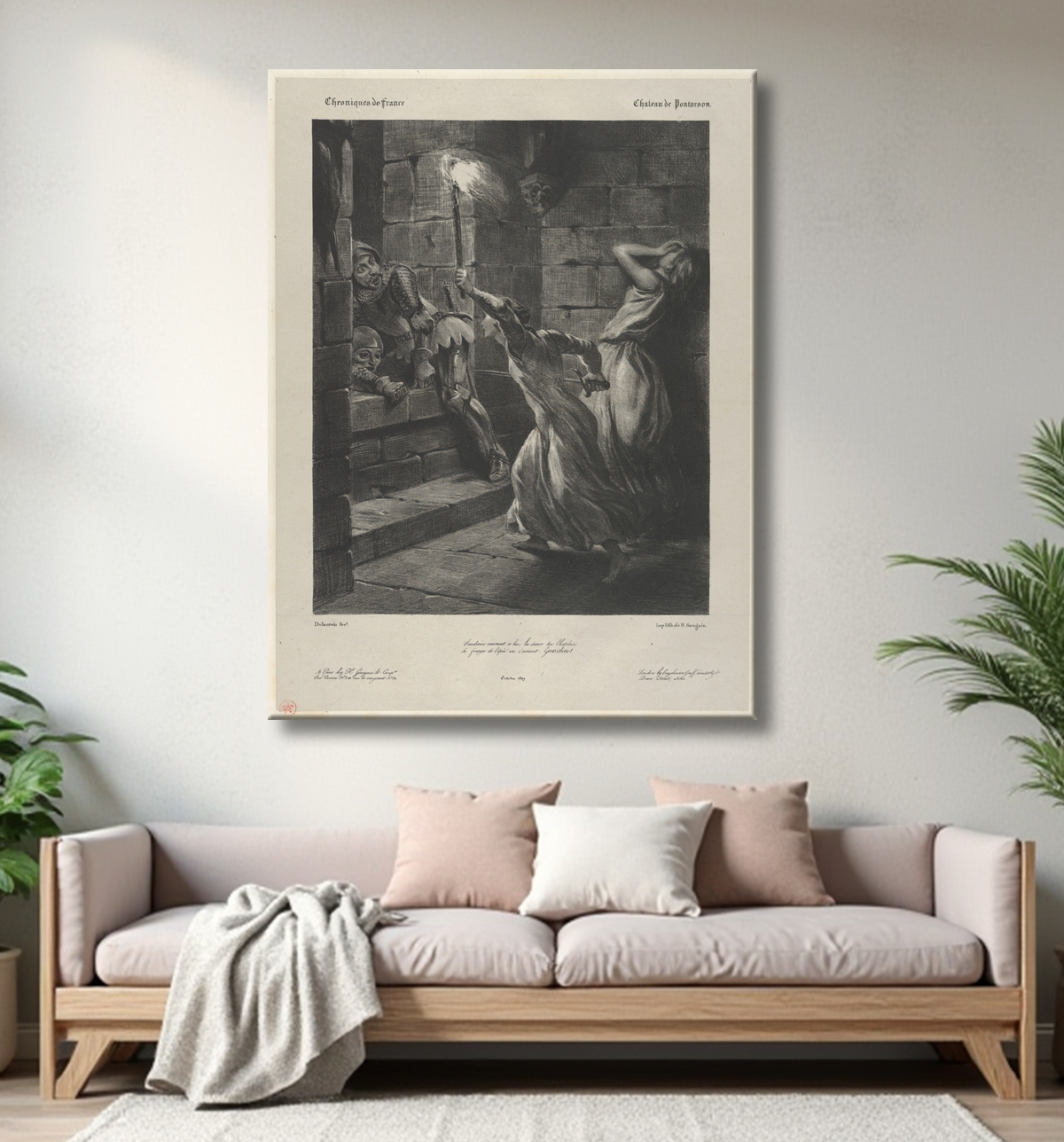 Reproduction La soeur de Duguesclin de Eugène Delacroix avec decor