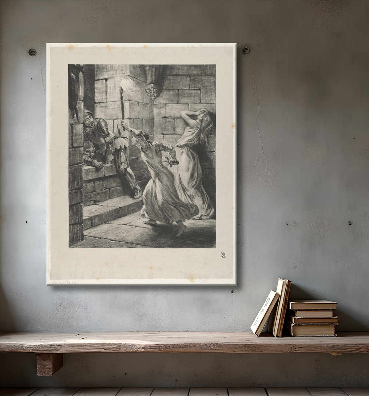 Reproduction La soeur de Duguesclin de Eugène Delacroix avec decor