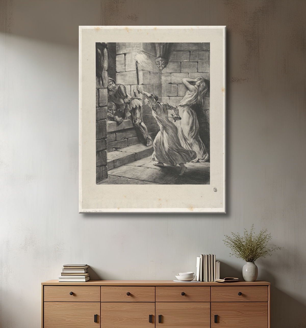 Reproduction La soeur de Duguesclin de Eugène Delacroix avec decor