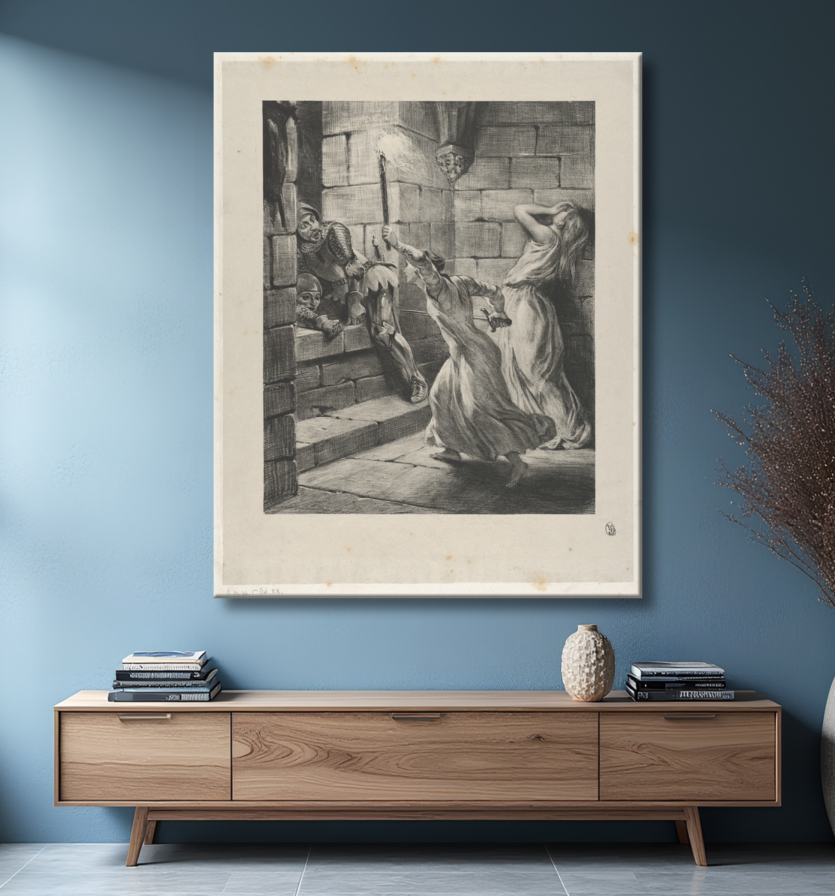 Reproduction La soeur de Duguesclin de Eugène Delacroix avec decor