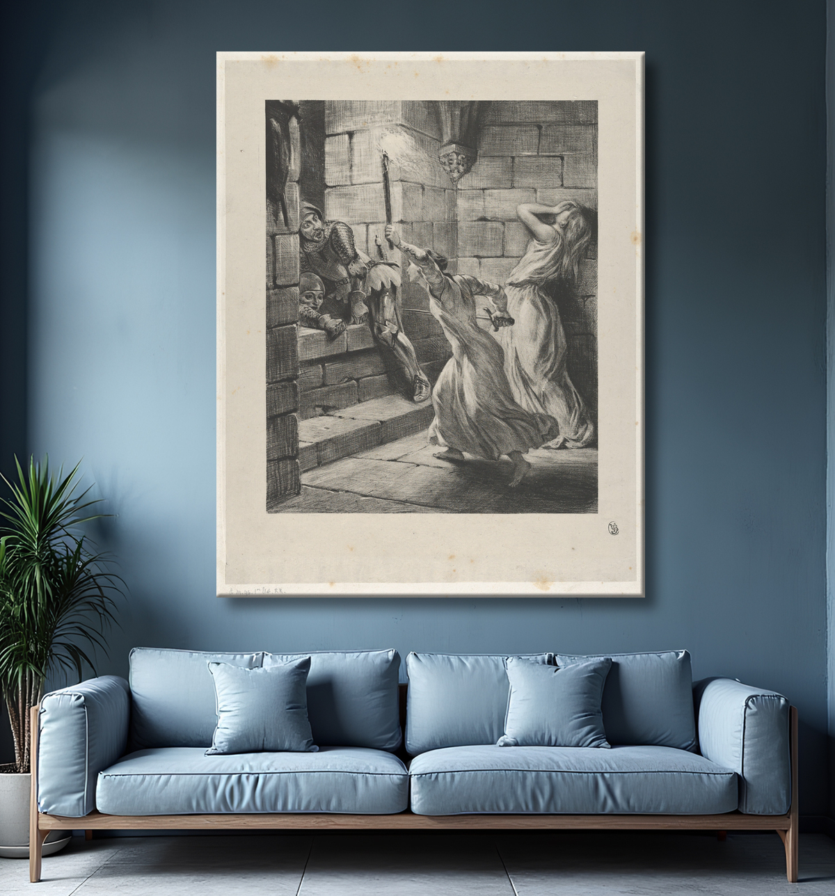 Reproduction La soeur de Duguesclin de Eugène Delacroix avec decor