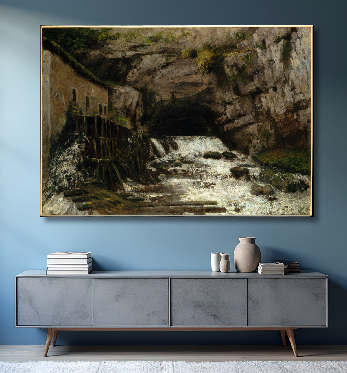 Reproduction La source de la Loue de Gustave Courbet avec decor