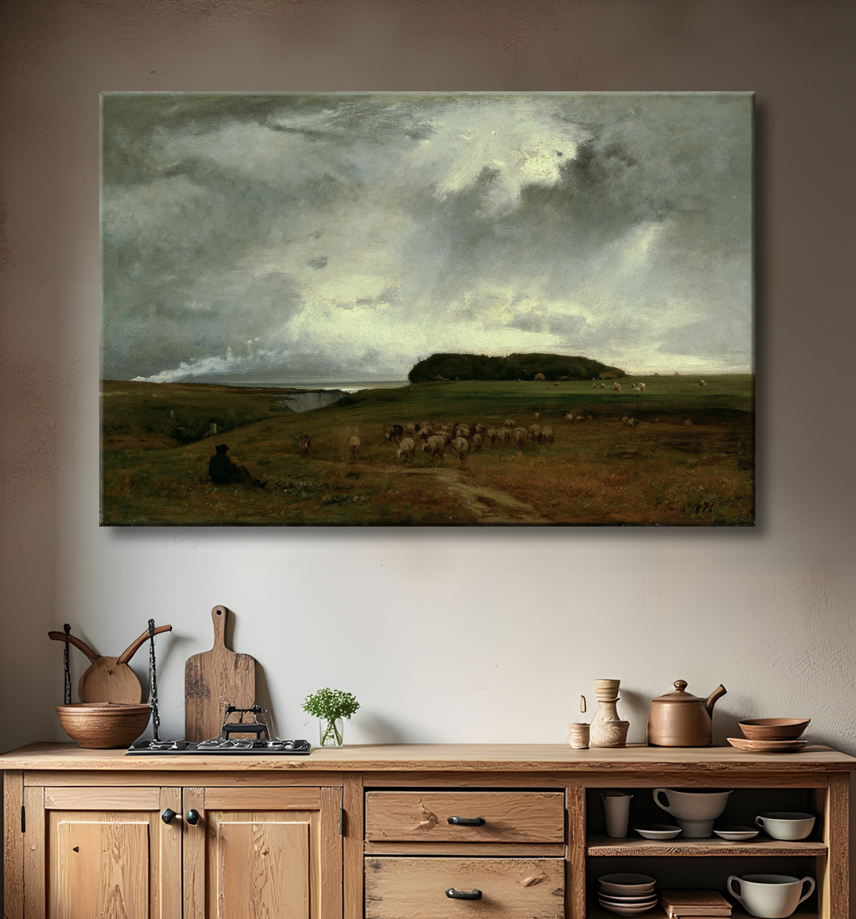 Reproduction La tempête de George Inness avec decor