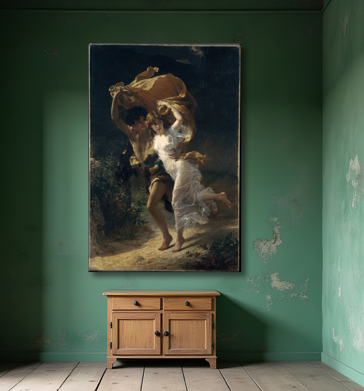 Reproduction La tempête de Pierre-Auguste Cot avec decor