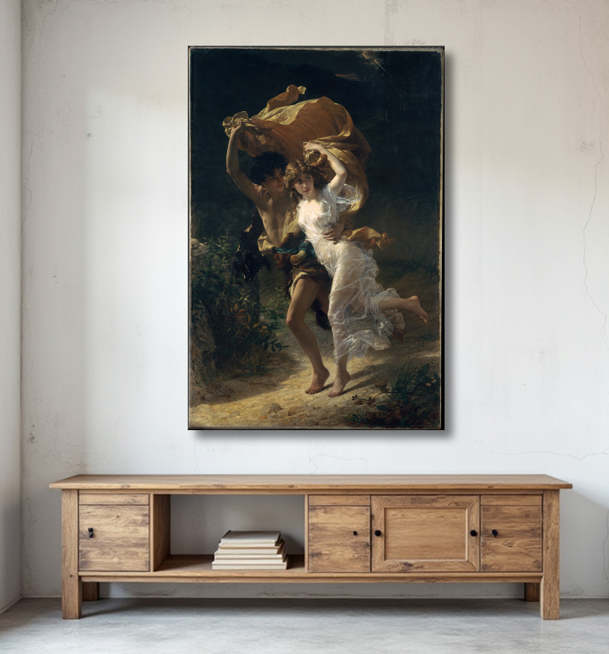 Reproduction La tempête de Pierre-Auguste Cot avec decor