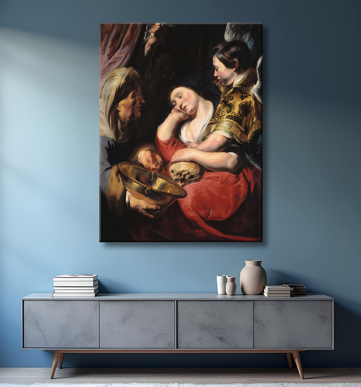 Reproduction La Tentation de la Madeleine de Jacob Jordaens avec decor