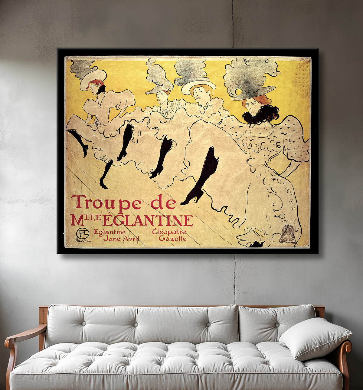 Reproduction La Troupe de Mademoiselle Eglantine de Henri de Toulouse-Lautrec avec decor