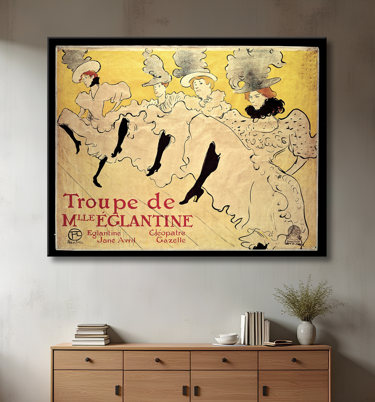 Reproduction La Troupe de Mademoiselle Eglantine de Henri de Toulouse-Lautrec avec decor
