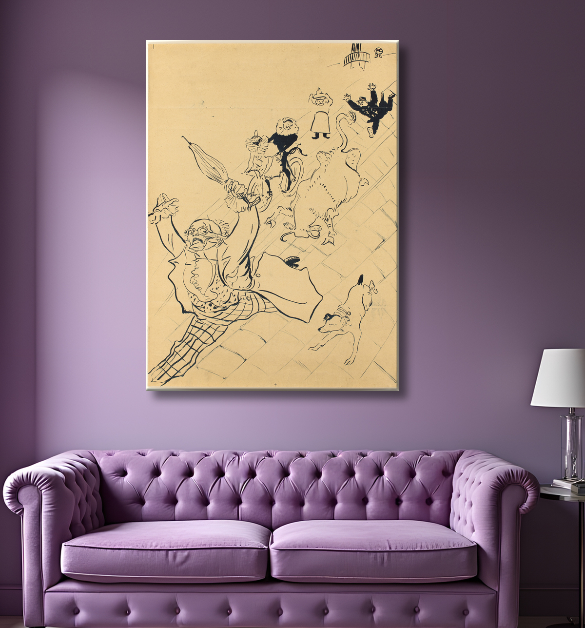 Reproduction La vache enragée de Henri de Toulouse-Lautrec avec decor