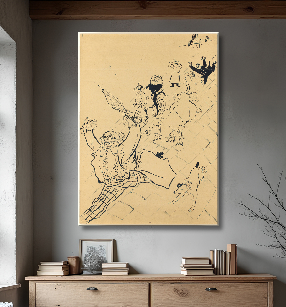Reproduction La vache enragée de Henri de Toulouse-Lautrec avec decor