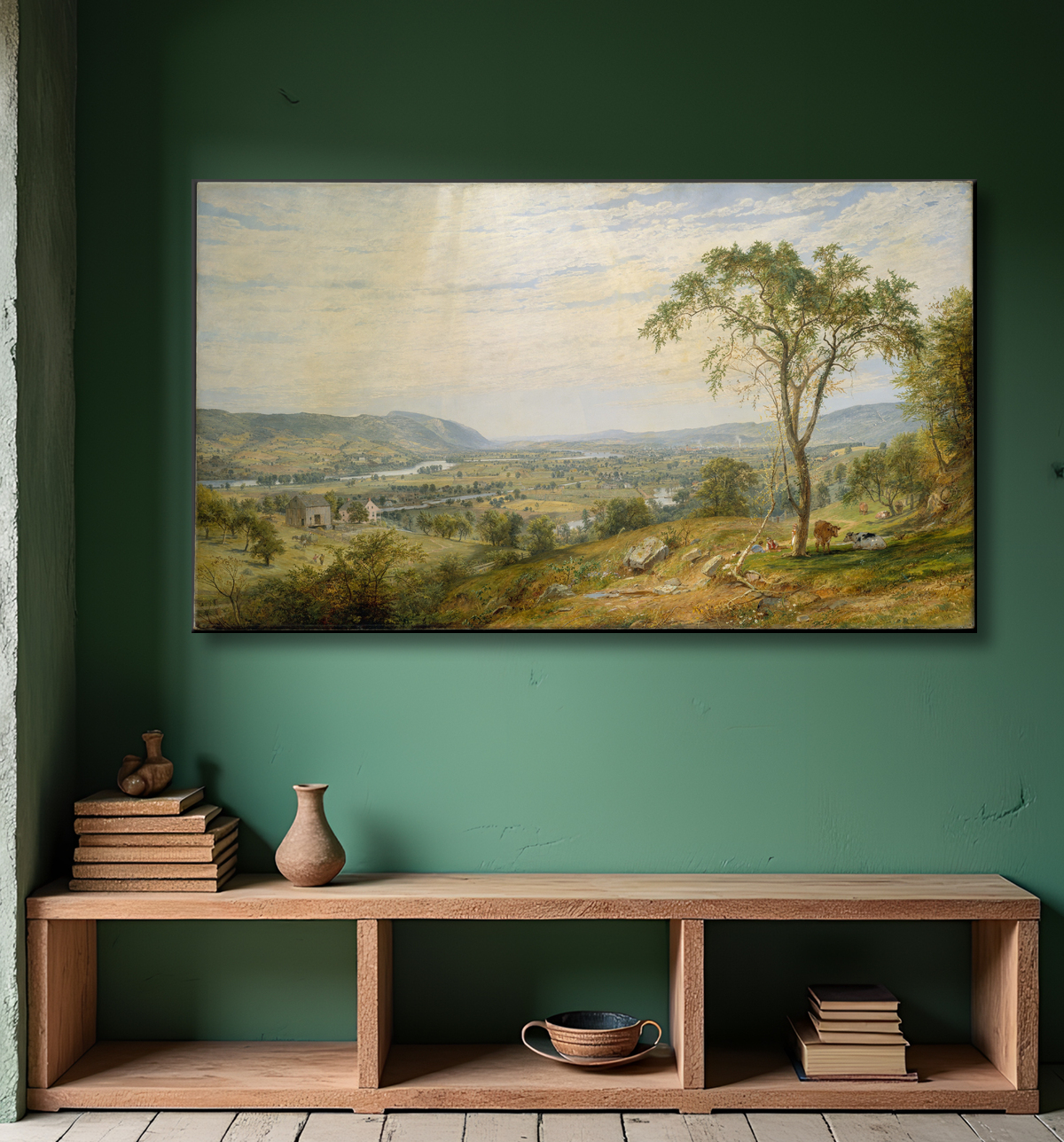 Reproduction La vallée du Wyoming de Jasper Francis Cropsey avec decor