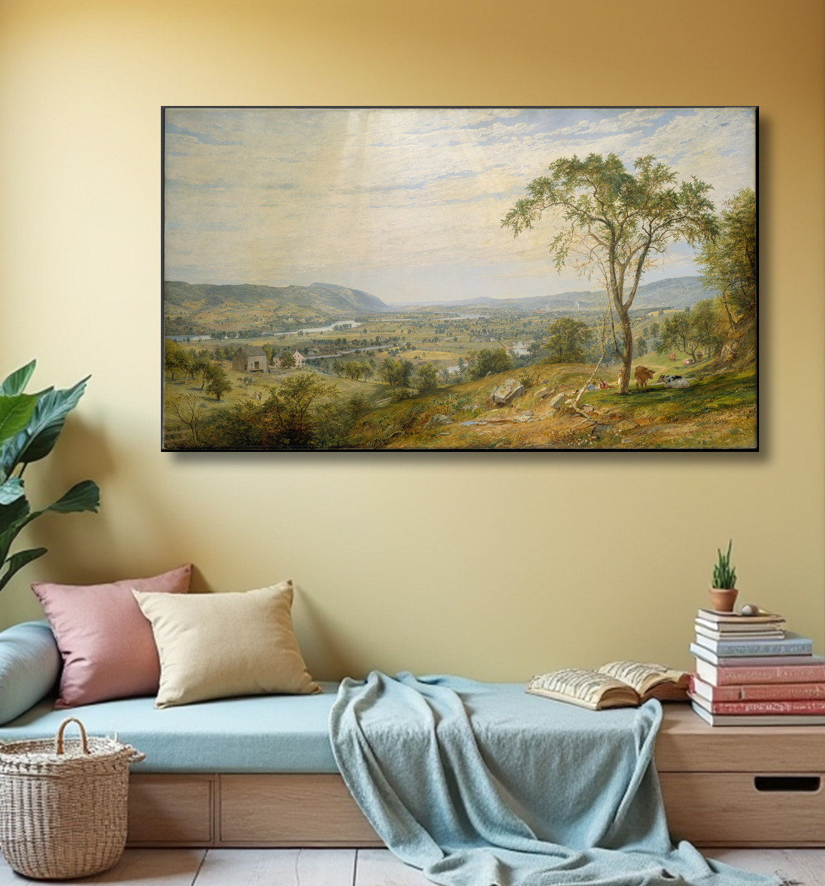 Reproduction La vallée du Wyoming de Jasper Francis Cropsey avec decor
