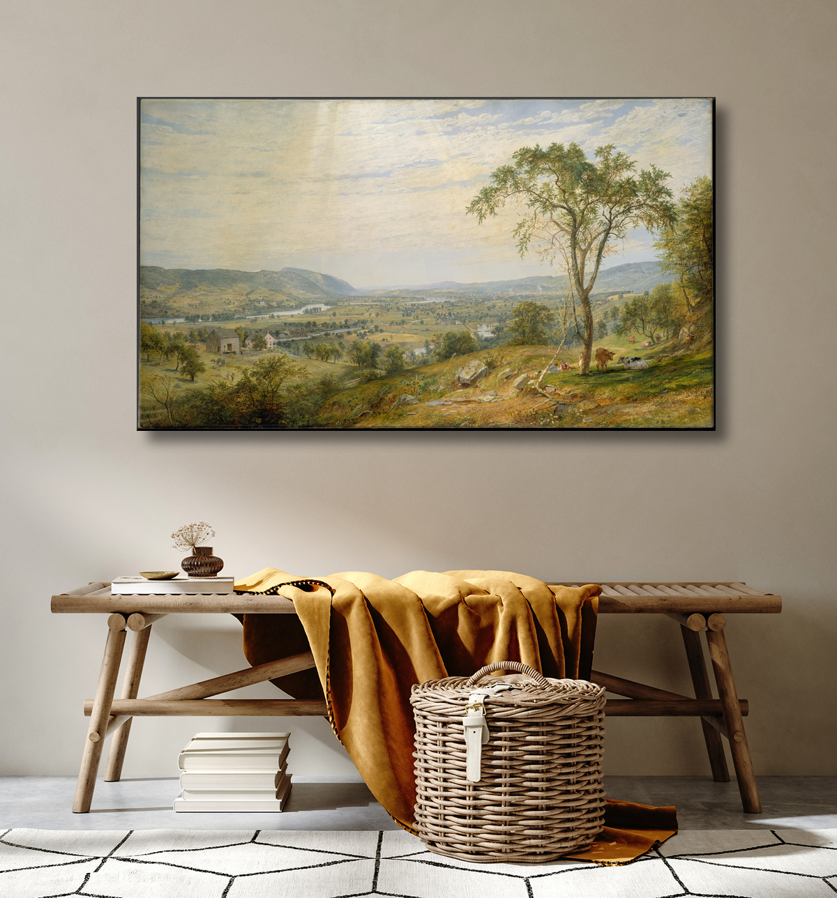 Reproduction La vallée du Wyoming de Jasper Francis Cropsey avec decor
