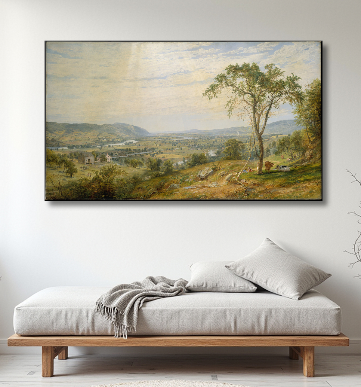 Reproduction La vallée du Wyoming de Jasper Francis Cropsey avec decor