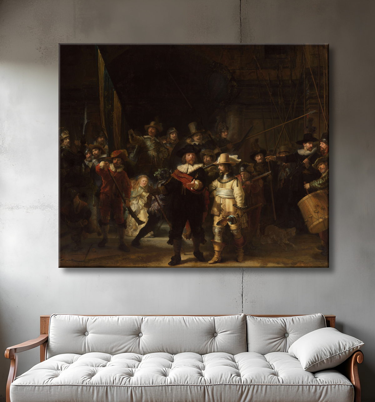 Reproduction La veille de nuit de Rembrandt van Rijn avec decor