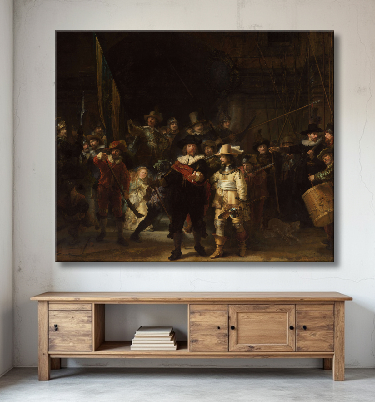 Reproduction La veille de nuit de Rembrandt van Rijn avec decor