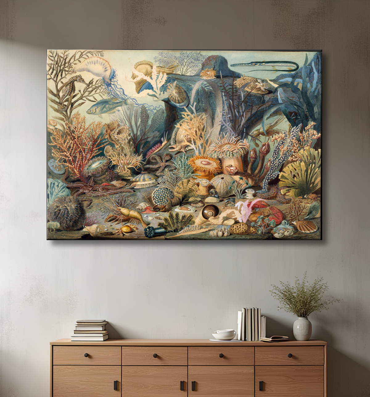 Reproduction La vie océanique de James M. Sommerville avec decor