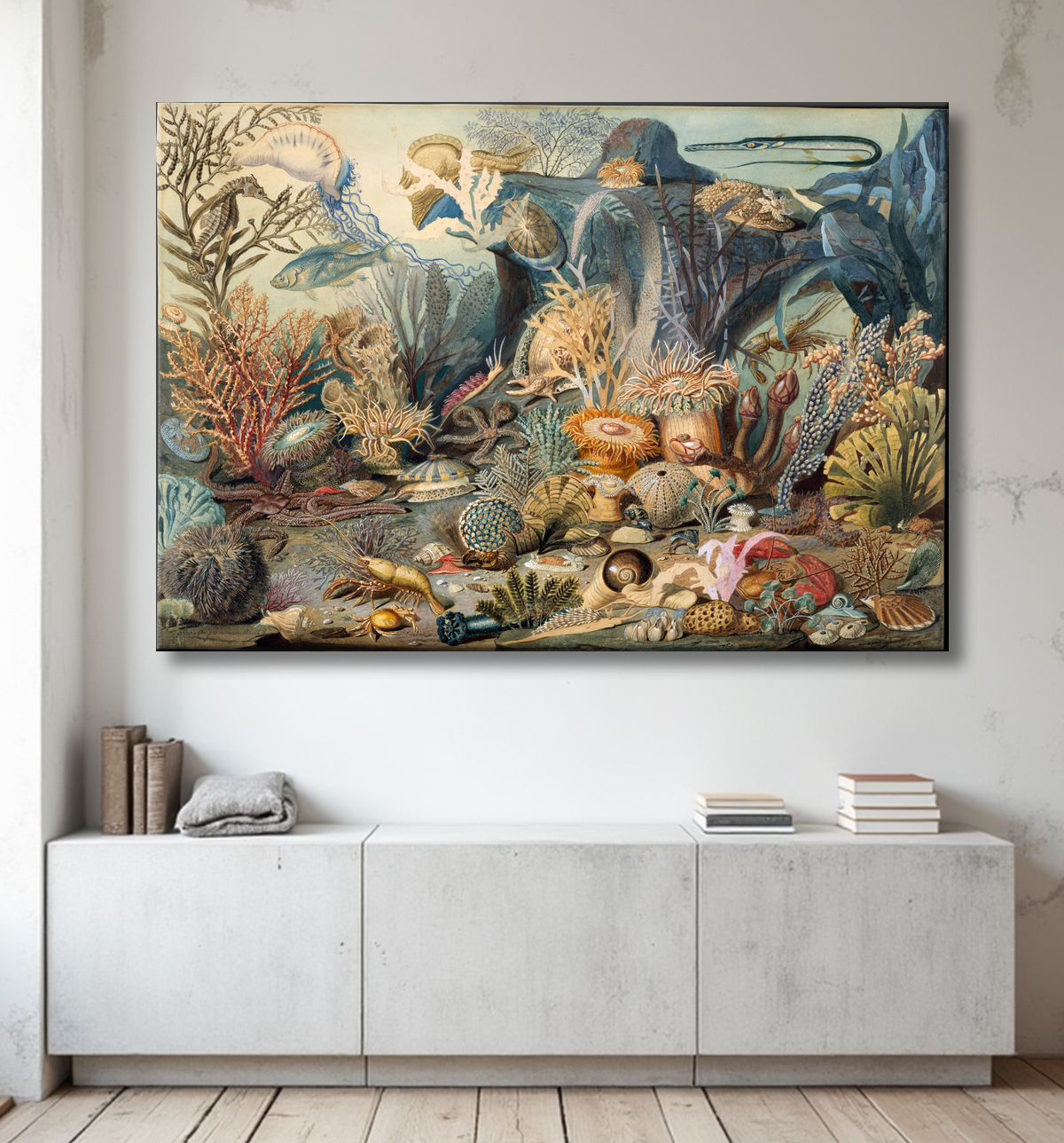 Reproduction La vie océanique de James M. Sommerville avec decor