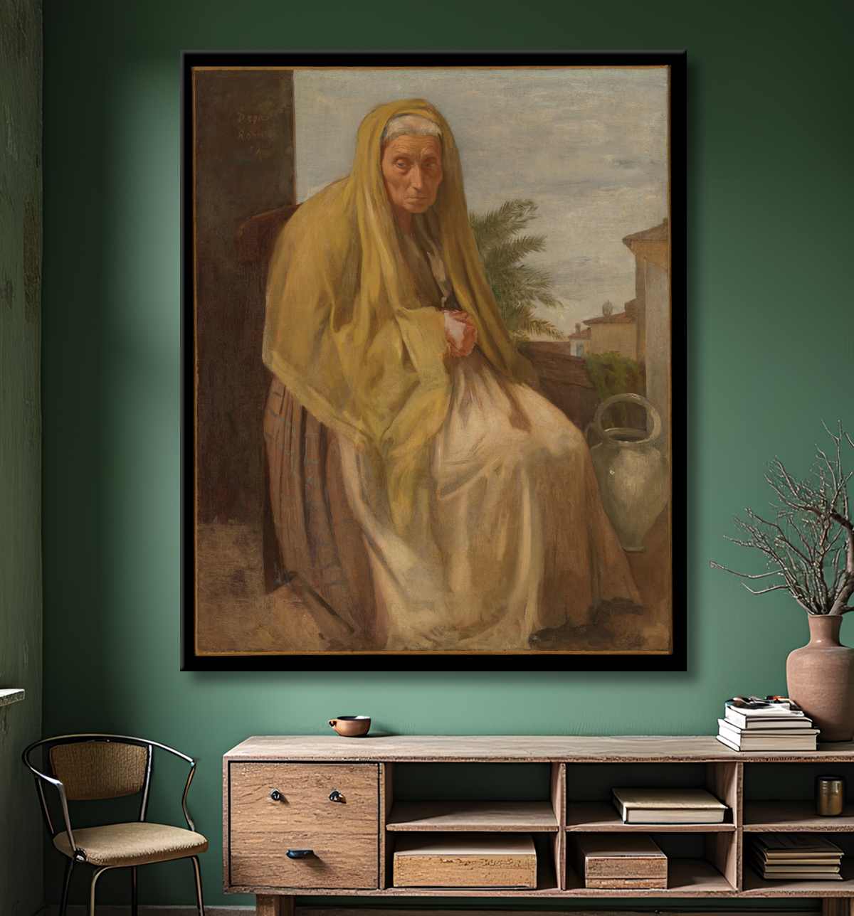 Reproduction La vieille femme italienne de Edgar Degas avec decor