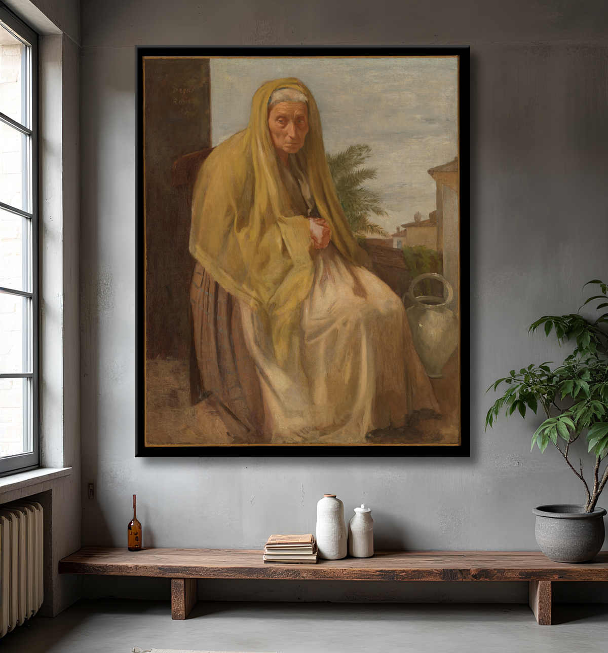 Reproduction La vieille femme italienne de Edgar Degas avec decor