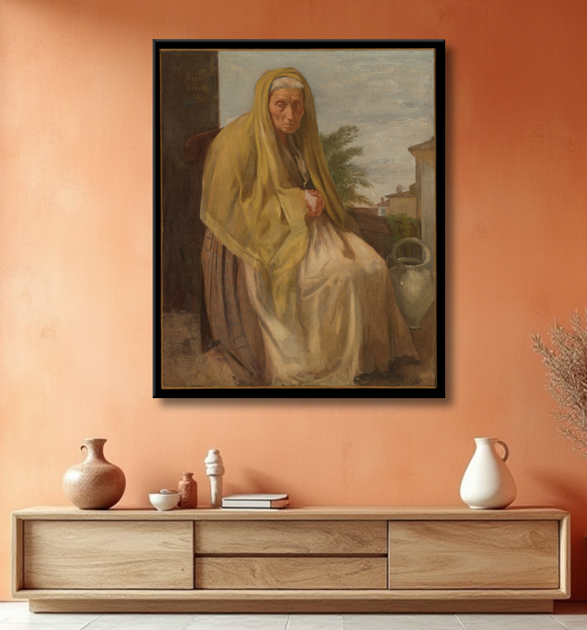 Reproduction La vieille femme italienne de Edgar Degas avec decor