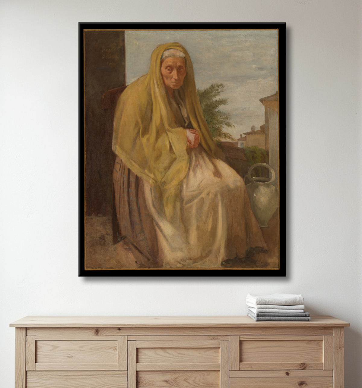 Reproduction La vieille femme italienne de Edgar Degas avec decor