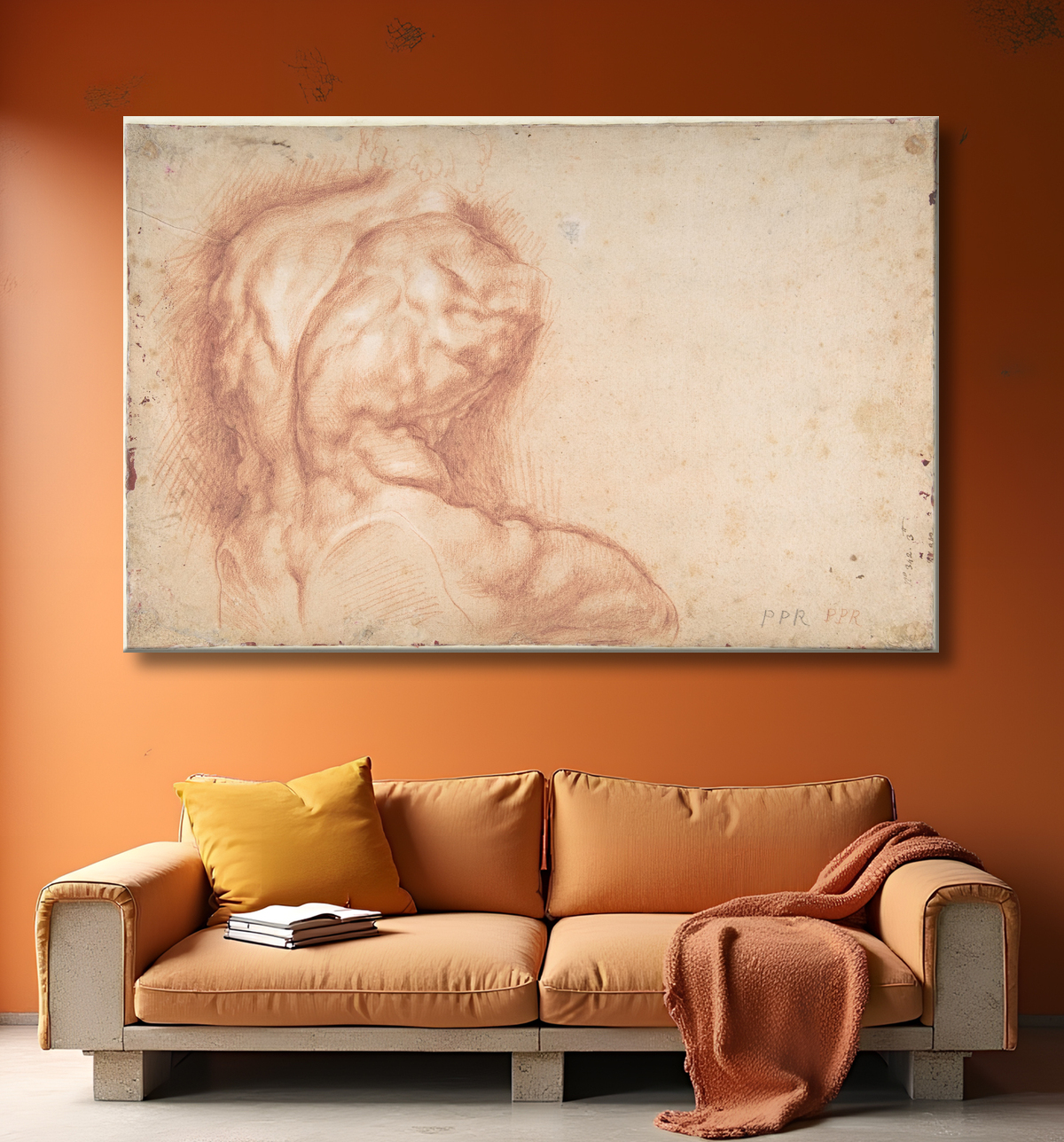 Reproduction La Vierge adorée des saints (recto) ; Étude du torse du Belvédère (verso) de Peter Paul Rubens avec decor