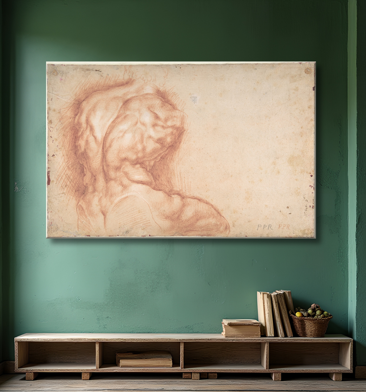 Reproduction La Vierge adorée des saints (recto) ; Étude du torse du Belvédère (verso) de Peter Paul Rubens avec decor