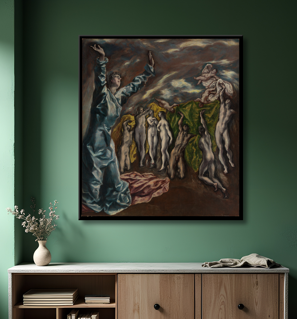 Reproduction La vision de Saint Jean de El Greco (Domenikos Theotokopoulos) avec decor