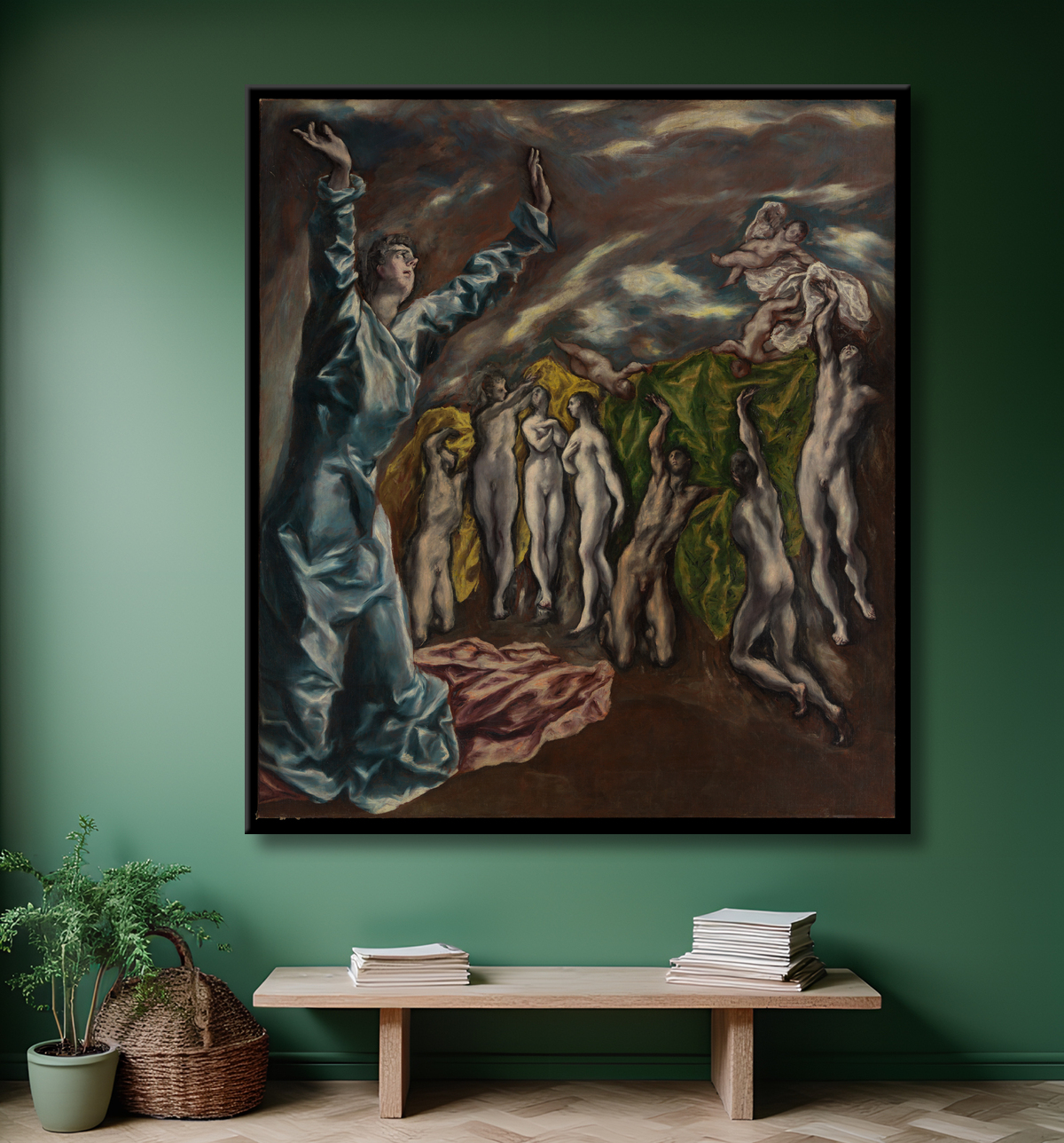 Reproduction La vision de Saint Jean de El Greco (Domenikos Theotokopoulos) avec decor